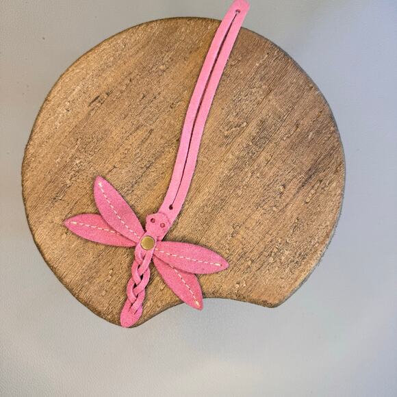 Portland Leather Dragonfly Charm PINK SUEDE FAST SHIP Bag Purse Charm NEW! - Picture 3 of 6